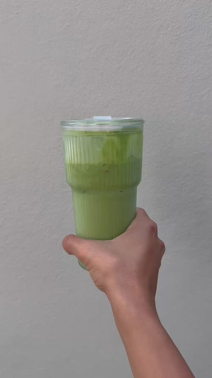 Matcha Glass Travel Cup with Lid (550ml)